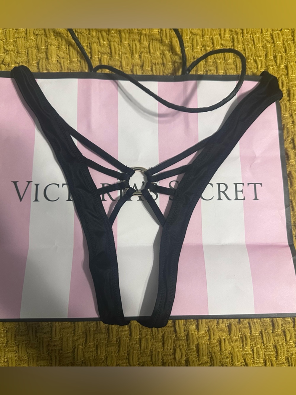 Victoria's Secret Black Strappy O-Ring Thong
